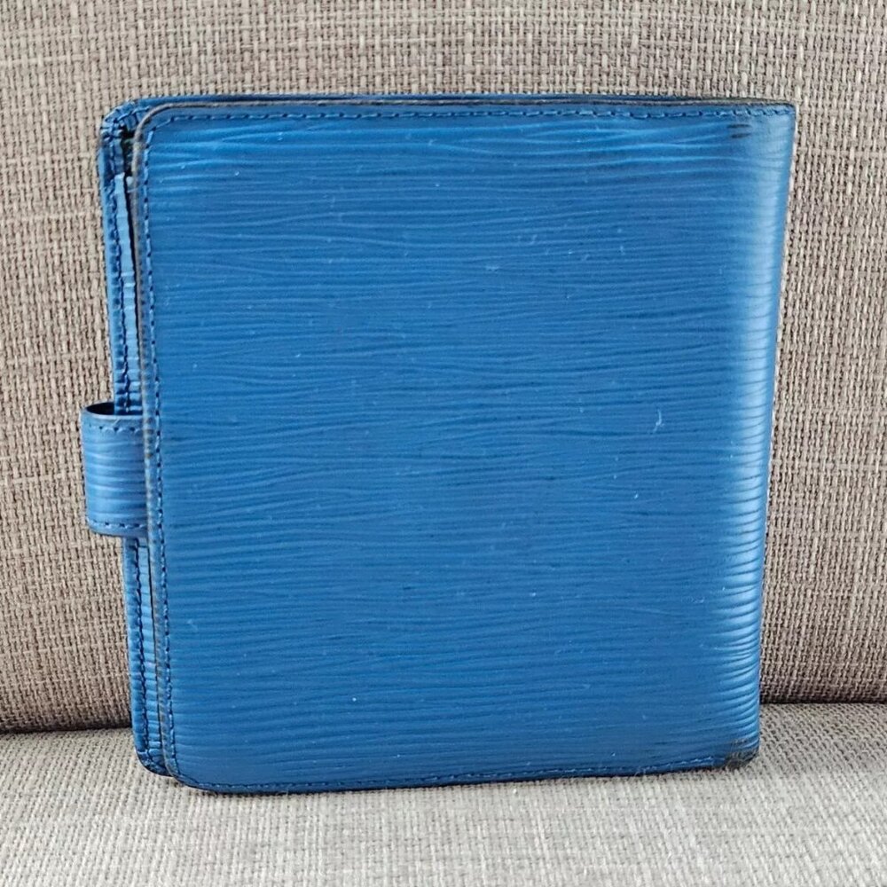 Louis Vuitton Wallet Card Holder Blue Leather Bifold Purse Made in Spain - Picture 2 of 13